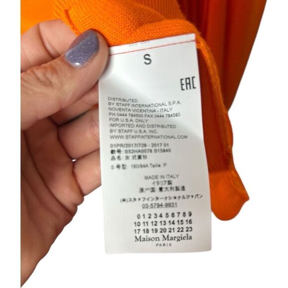 Maison Margiela MM6 Orange Knit Pleated Cape Pullover Sweater Size S Barbie Luxe - Picture 11 of 14